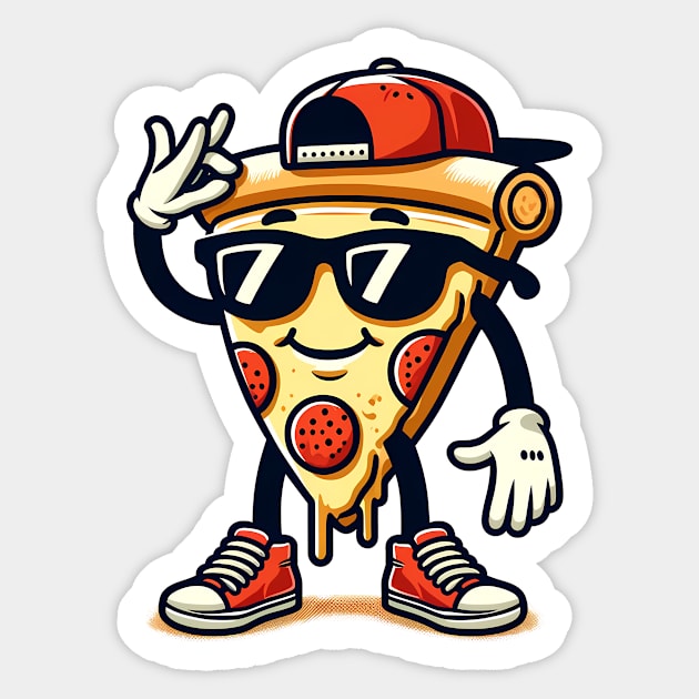 Funny Dabbing Pizza, Dancing Pizza Pose Sticker by logiamerch